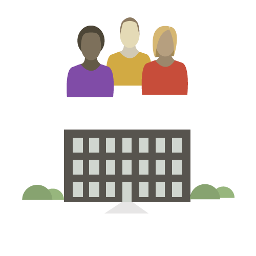 Icon showing people and a building